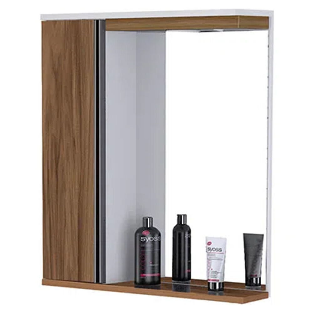 Gabinete Suspenso para Banheiro com Lavatório e Espelheira Firenze 72,5cm Nogal Sevilha A.J. Rorato